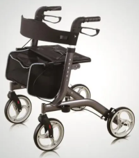 Besco Medical WA79 Aluminum Rollator 8 PVC Wheels One Touch Locking Lop Brake System Mesh Cloth Seat