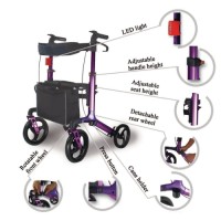 Besco Medical WA77 Upright Stand up Folding Rollator Walker with Seat for Disabled Walker Rollator
