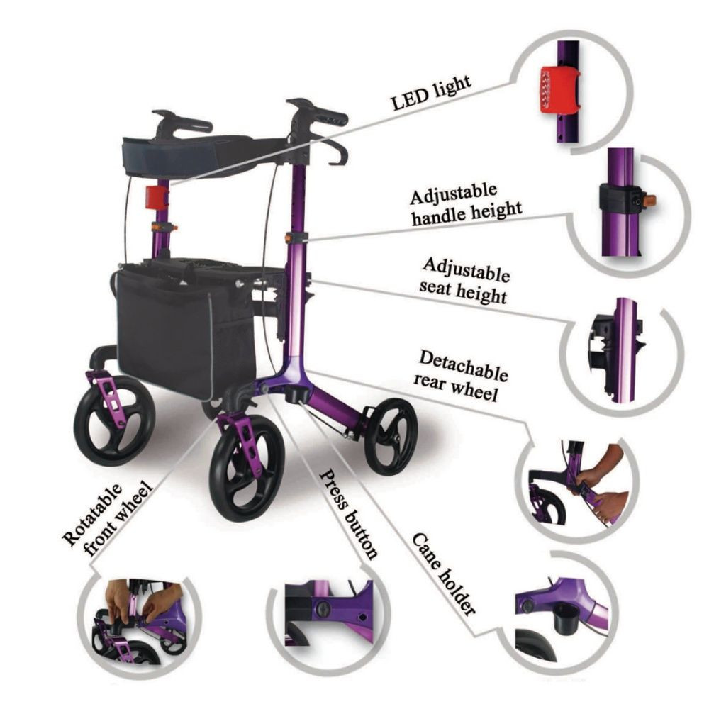 Rollator Walker Heavy Duty Steel Rollator Walker with Seat