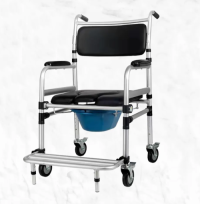 Factory Mobile Toilet Seat Multifunction Foldable Shower Commode Chair with Wheels for Adults Elderly Wheelchair