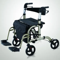 4-Wheel Lightweight Aluminum Alloy Outdoor Rollator Walker With Seat for Elder WA81
